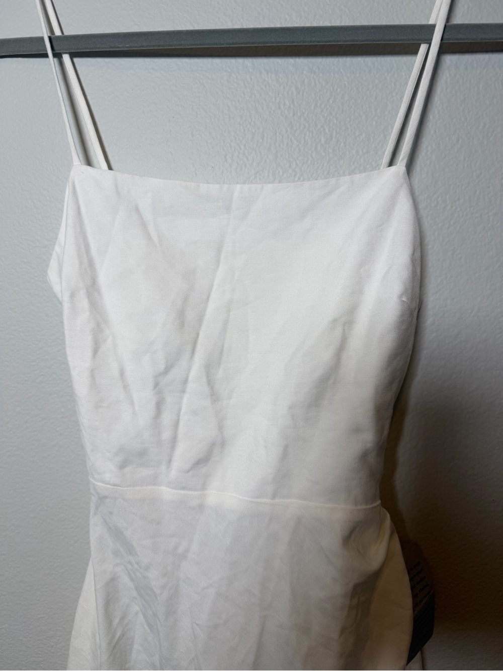 Wayf Bardot Ivory Mini Dress Open Back Side Ruche NWT Size S - Picture 3 of 11